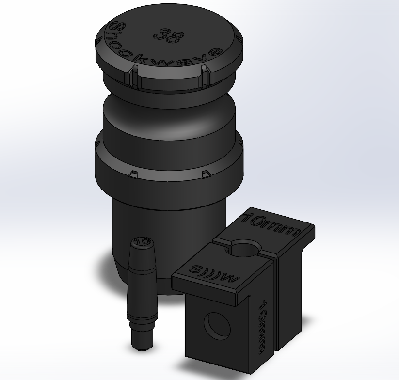 Black mechanical components on a white background
