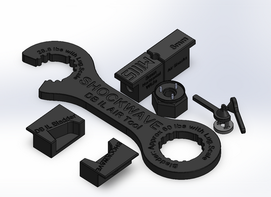 Cheap quality tools tested in Quebec for mountain bike suspension made by shockwave parts. Shockwave 3D printed tools.