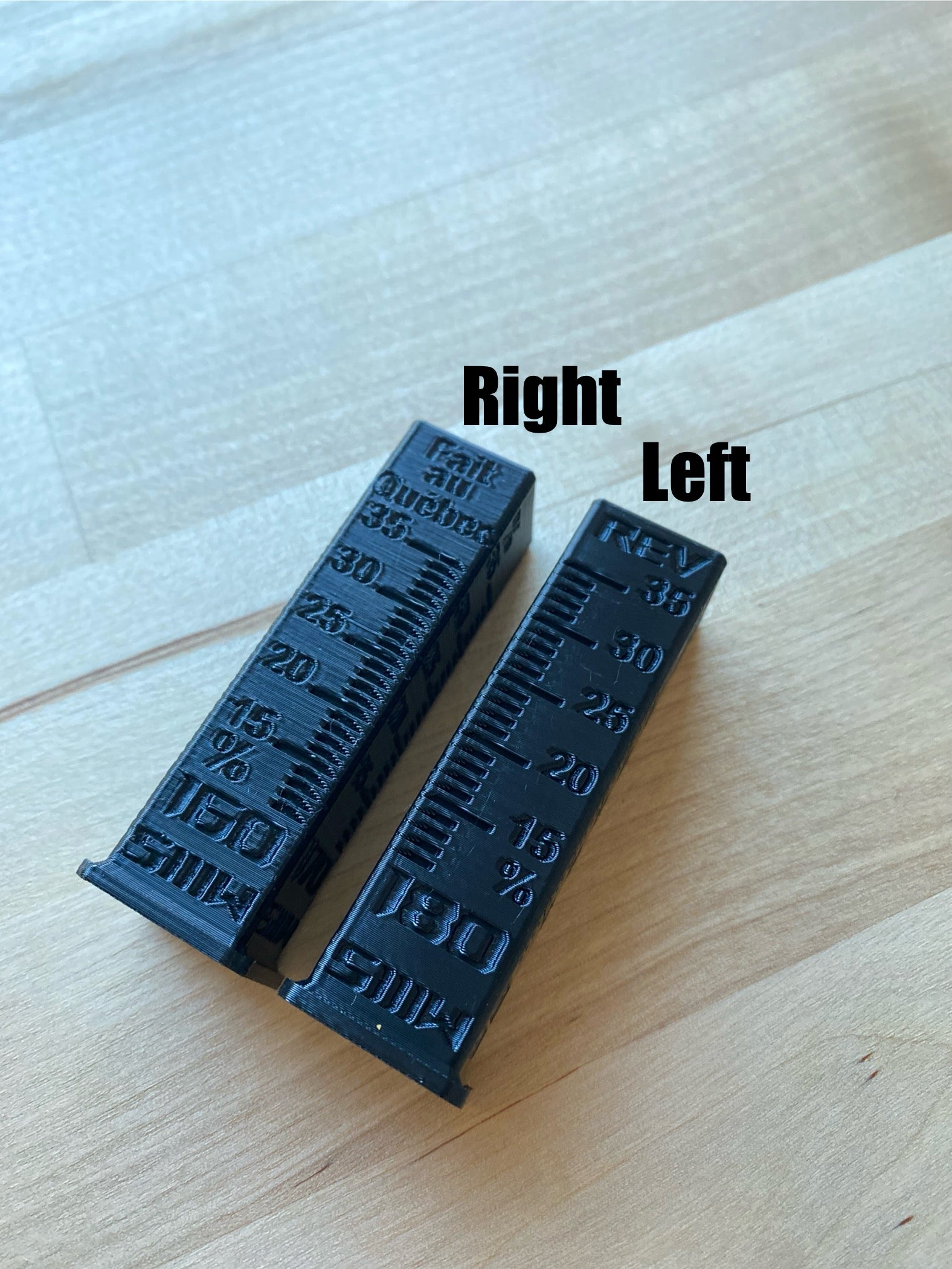 Two SAG Tools on a wooden surface with 'Right' and 'Left' labels.