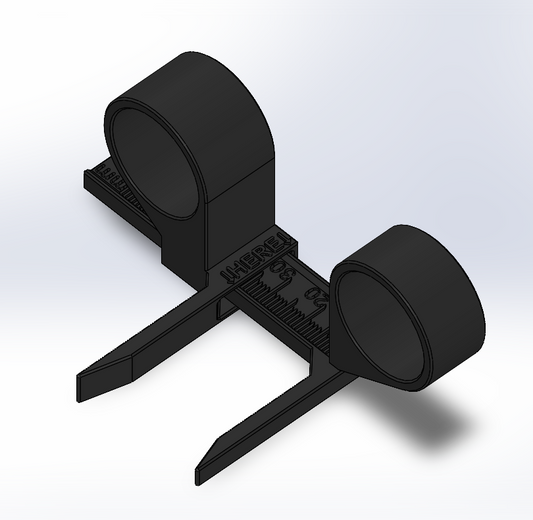 Black metal clamp on a light gray background